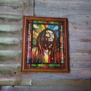 Bob Marley Stained Glass Style Framed Art Print By Neon Nicho